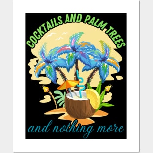 COCKTAILS AND PALM TREES Summer Holidays Posters and Art